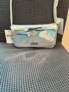 kate spade Metallic Silver Patent Leather Crossbody- NWT